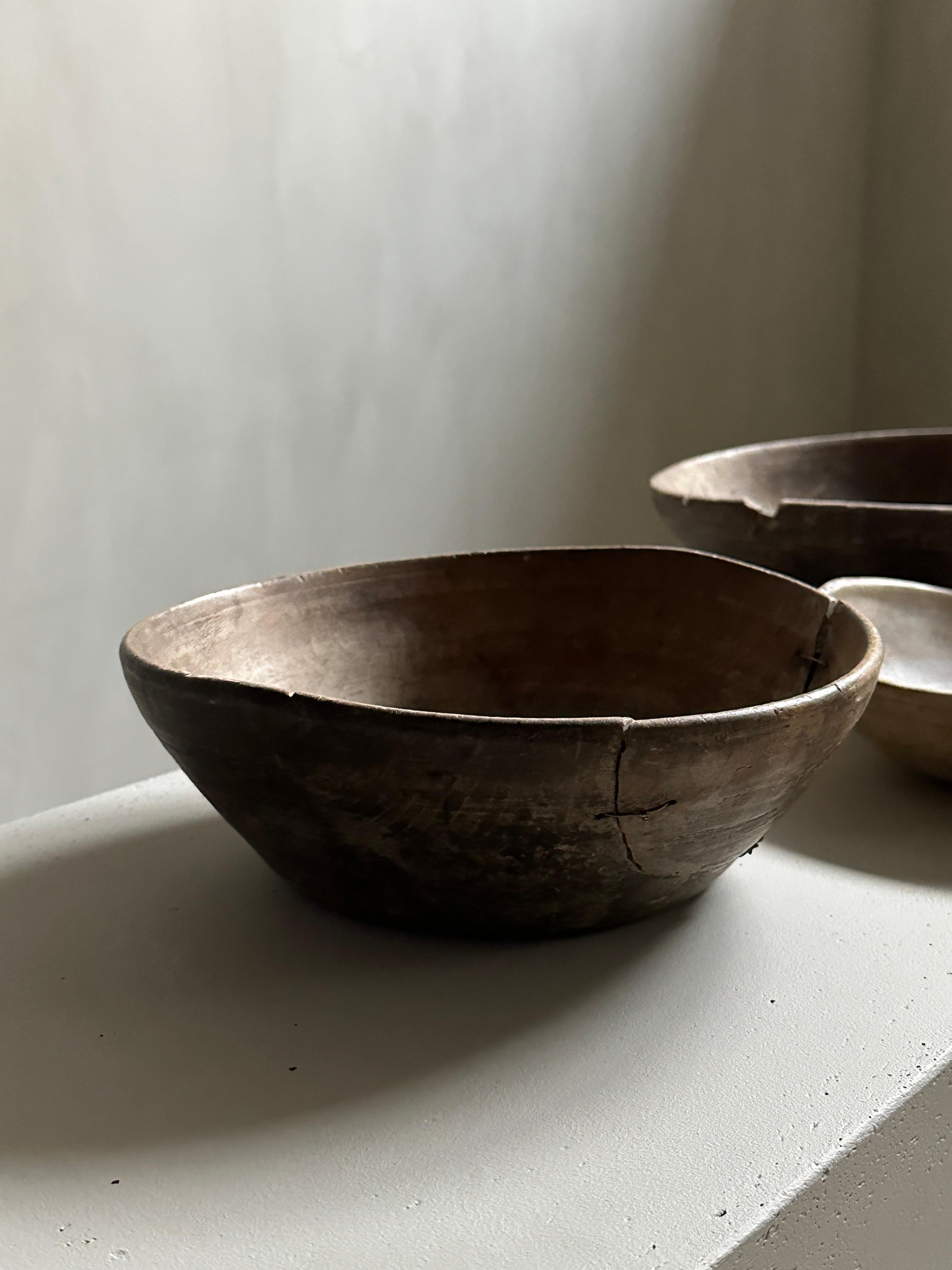Set of 3 Antique Root Bowls, Wabi Sabi Style, Scandinavia, 1800s 2