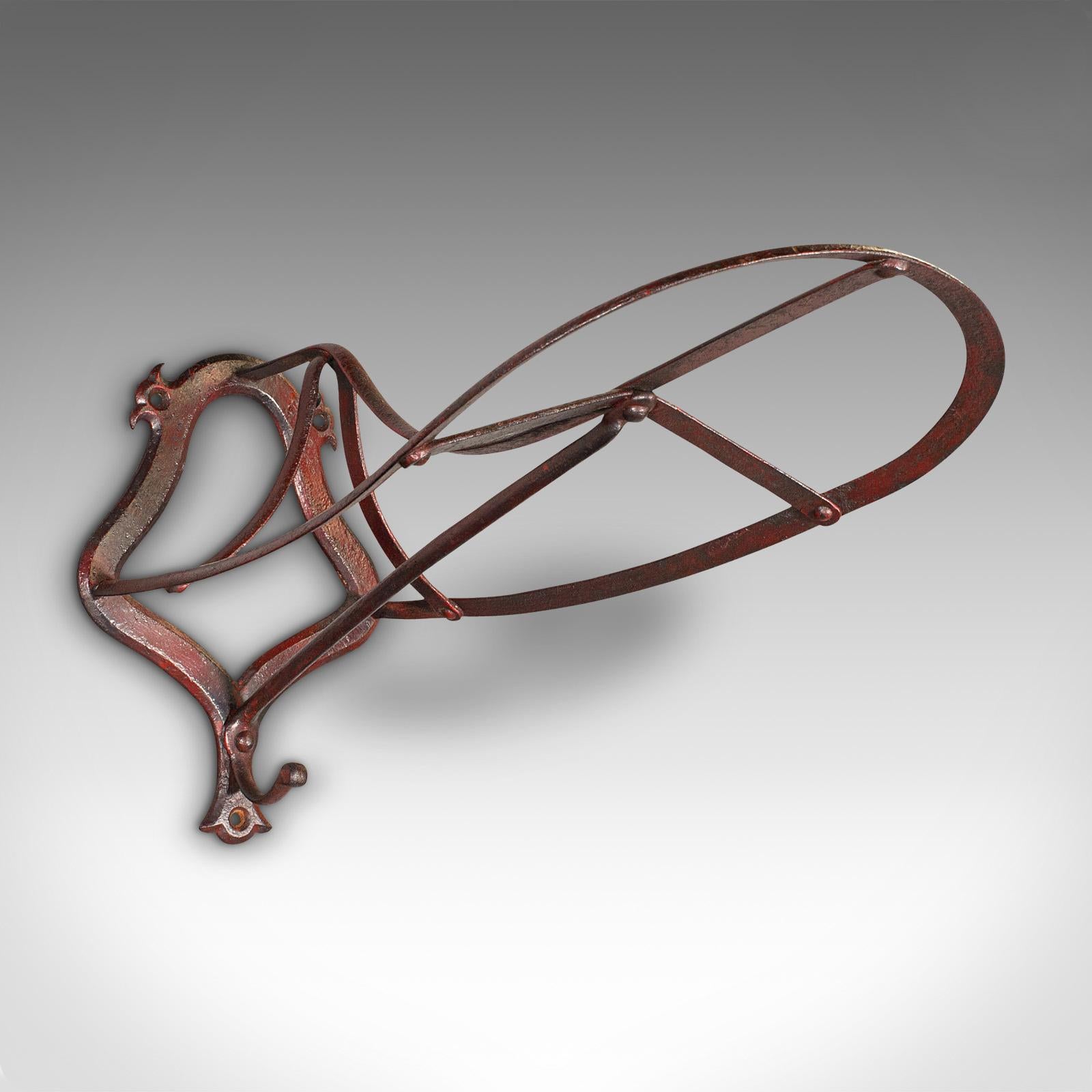 British Set of 3 Antique Saddle Racks, English, Iron, Wall Mount, Equestrian, Victorian