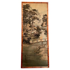 Set of 3 Antique Silk Oriental Wall Panels, Circa 1920's.