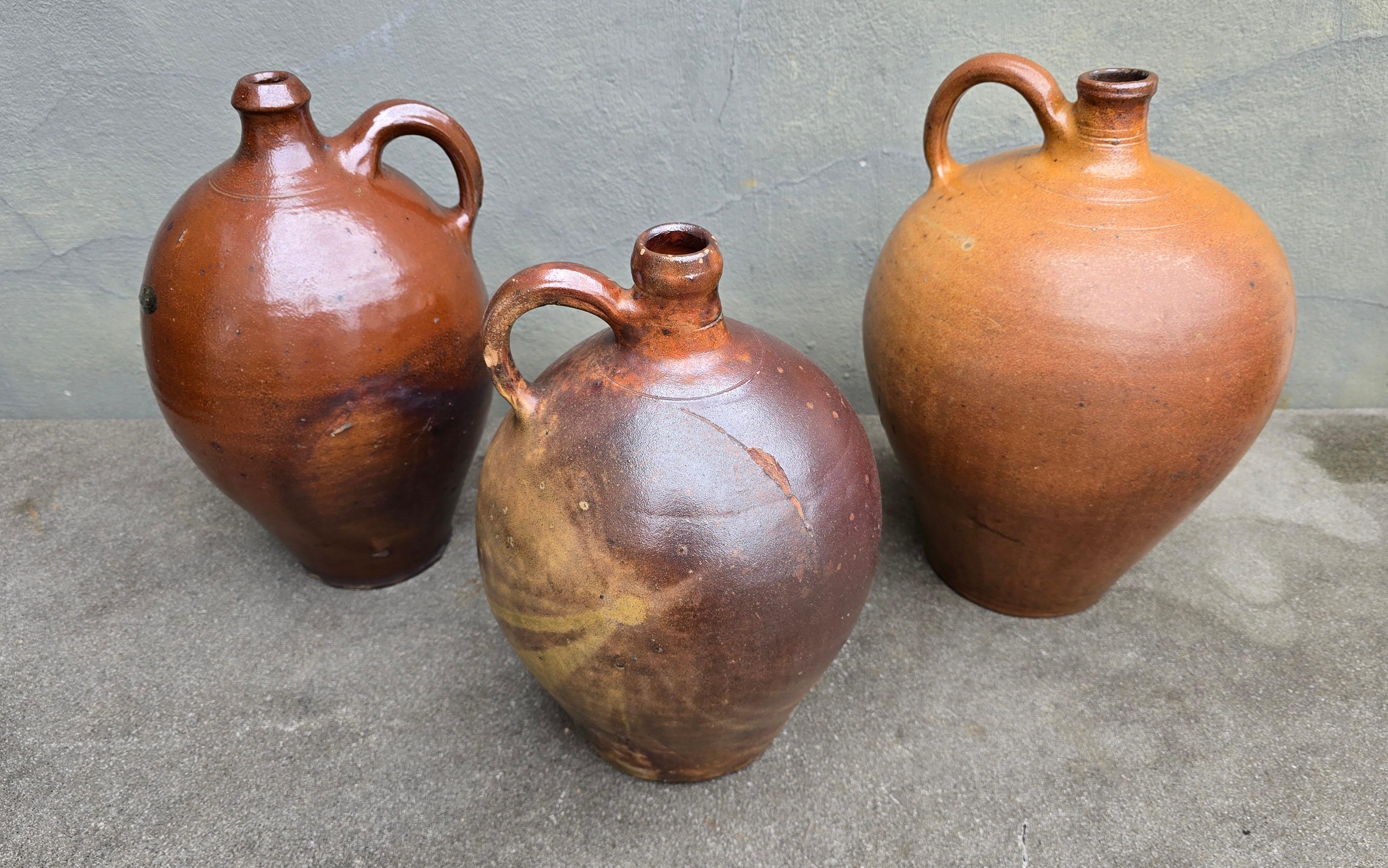 Ensemble de 3 jarres anciennes en grès d'Allemagne du Sud - 19e siècle, fabrication artisanale en vente 4