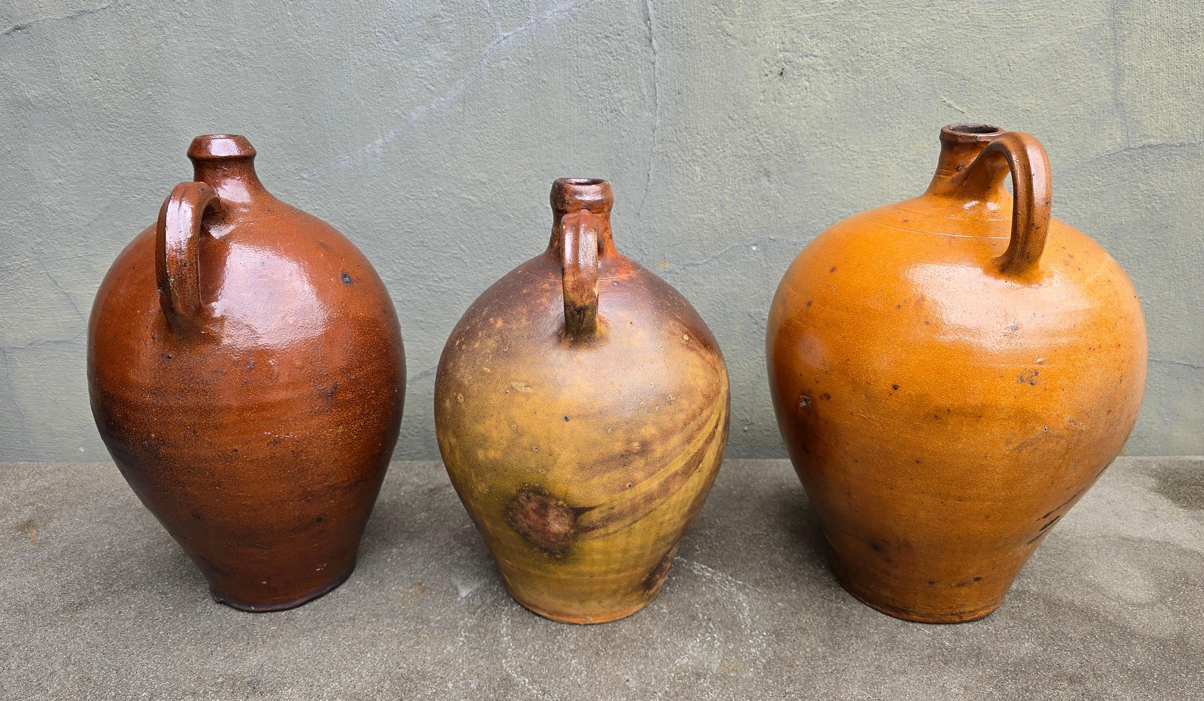 Ensemble de 3 jarres anciennes en grès d'Allemagne du Sud - 19e siècle, fabrication artisanale en vente 6