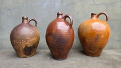 Set of 3 Antique South German Stoneware Jugs – 19th Century, Handcrafted