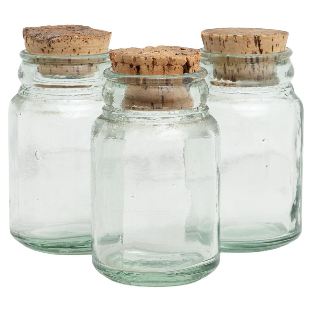 Set of 3 Antique Spanish Glass Container, circa 1950 For Sale