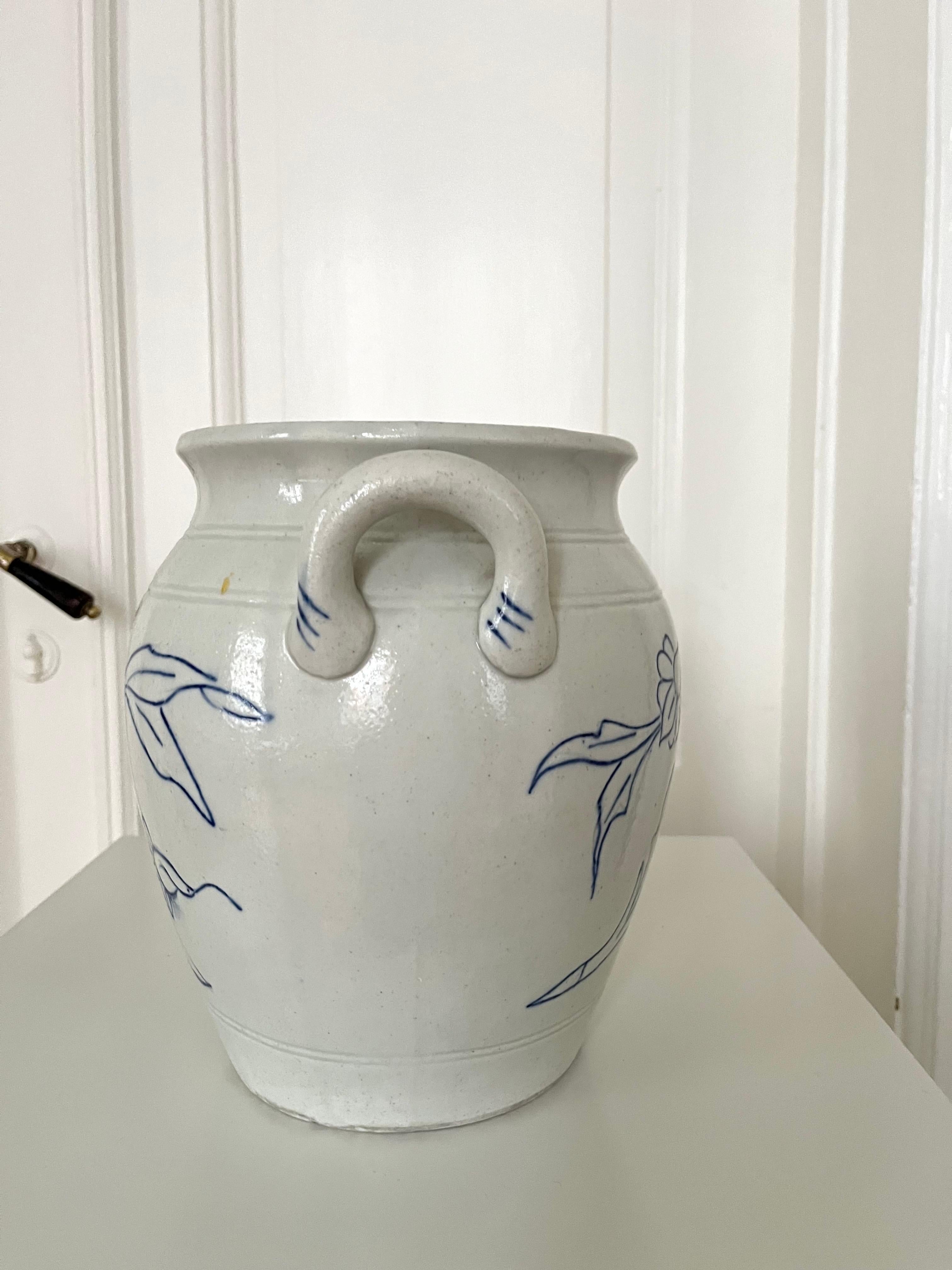 Vernissé Ensemble de 3 anciennes jarres de conservation en grès suédois, Rörstrand & Gustavsberg, c. en vente