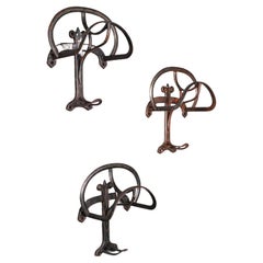 Set of 3 Antique Tack Rests, English, Equestrian, Hall, Kitchen Rack, Victorian