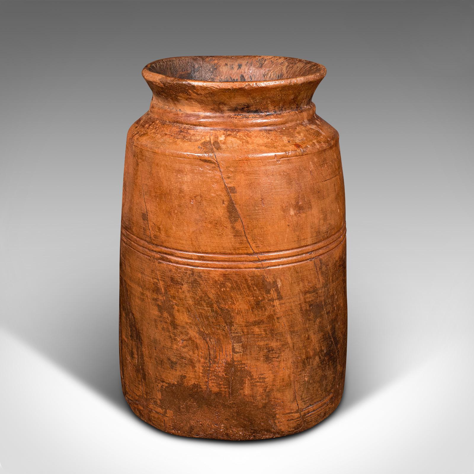 Set of 3 Antique Tribal Vases, Indian, Hardwood, Rustic, Jars, Urns, Victorian In Good Condition In Hele, Devon, GB