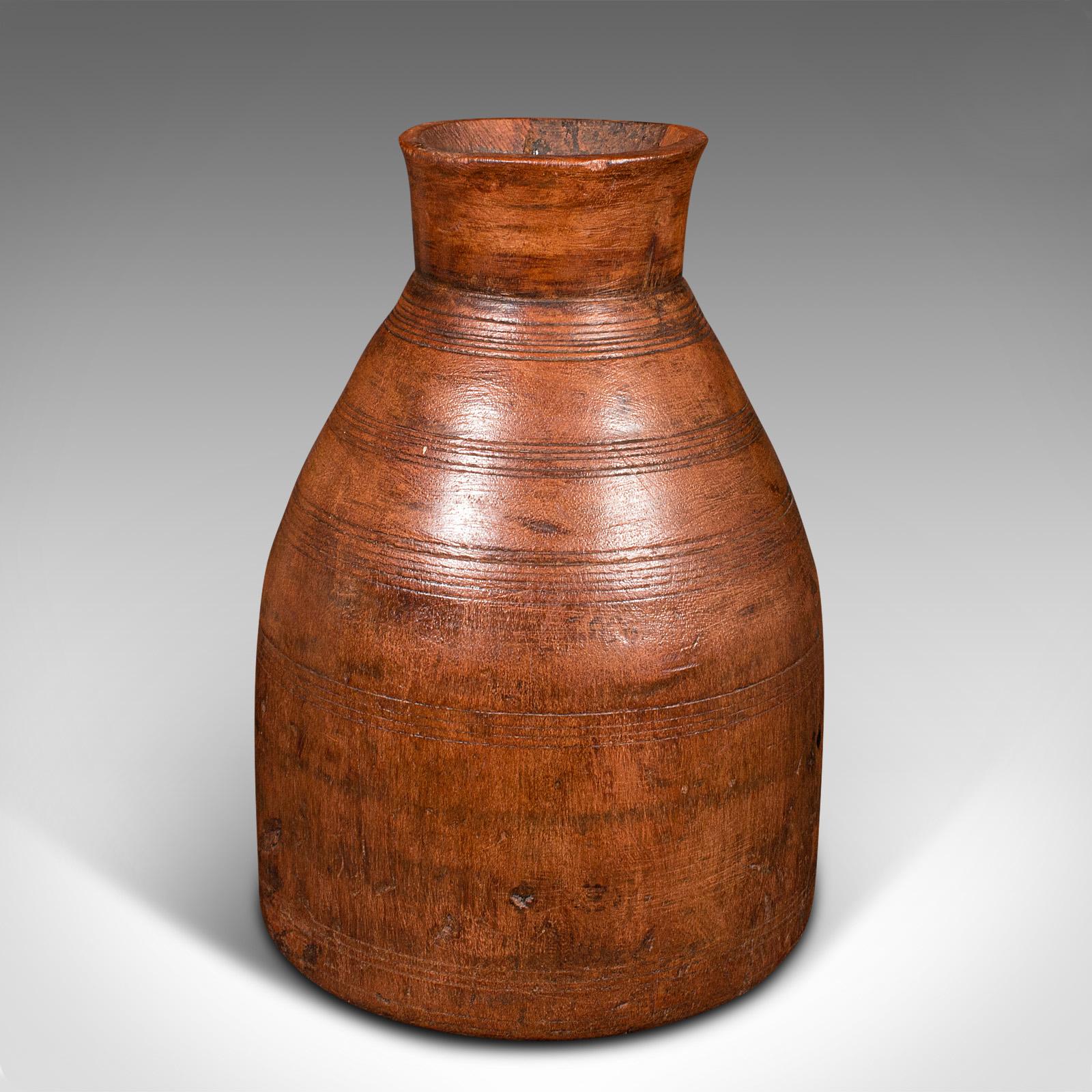 Set of 3 Antique Tribal Vases, Indian, Hardwood, Rustic, Jars, Urns, Victorian 1
