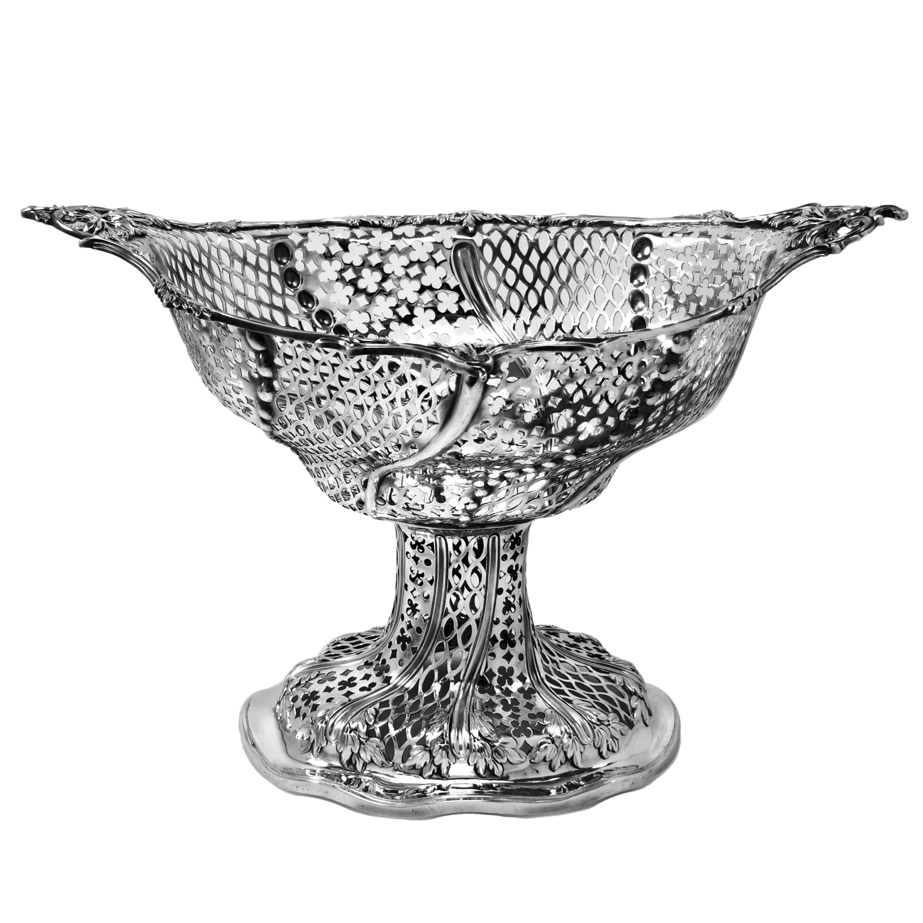 19th Century Set of 3 Antique Victorian Silver Baskets / Comports London 1862 For Sale