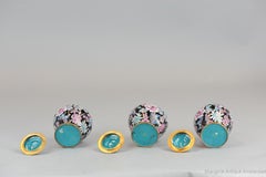 Ensemble de 3 vases anciens/vintage en émail Cloissonne de Chine, République, 20e siècle