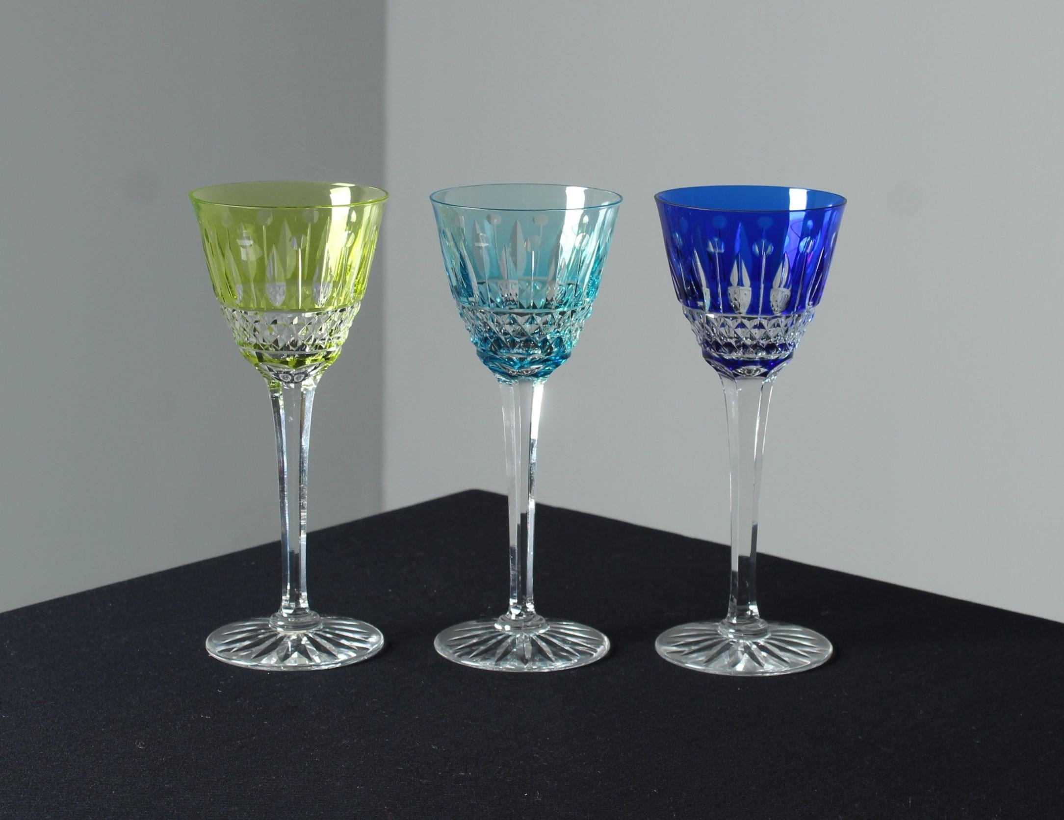 3 Bohemian Aperitif Glasses, 1880s, France, Crystal Glass  For Sale 1