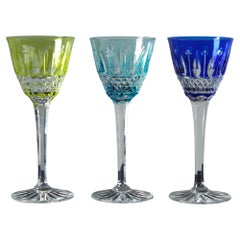 Set Of 3 Aperitif Glasses, France, Crystal Glass 