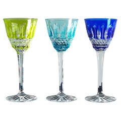 Used 3 Bohemian Aperitif Glasses, 1880s, France, Crystal Glass 