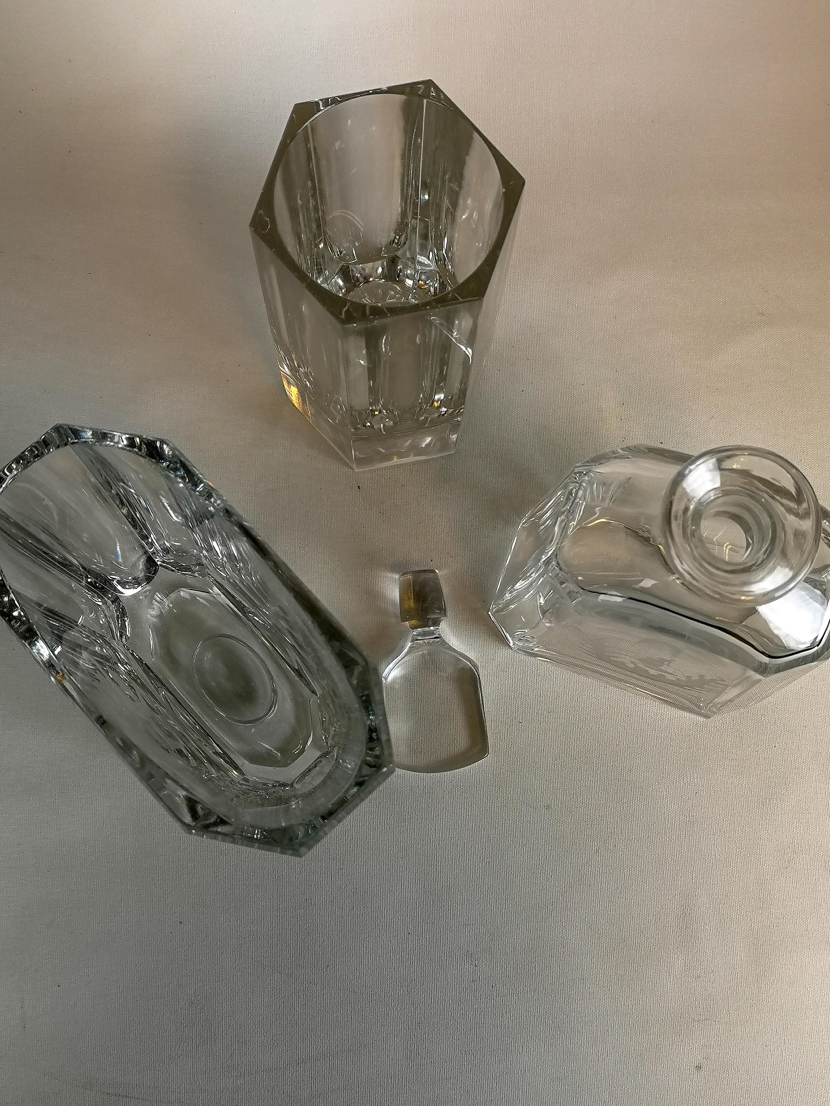 Art Deco Set of 3 Crystal Pieces Elis Bergh Kosta, Sweden, 1930s For Sale 5