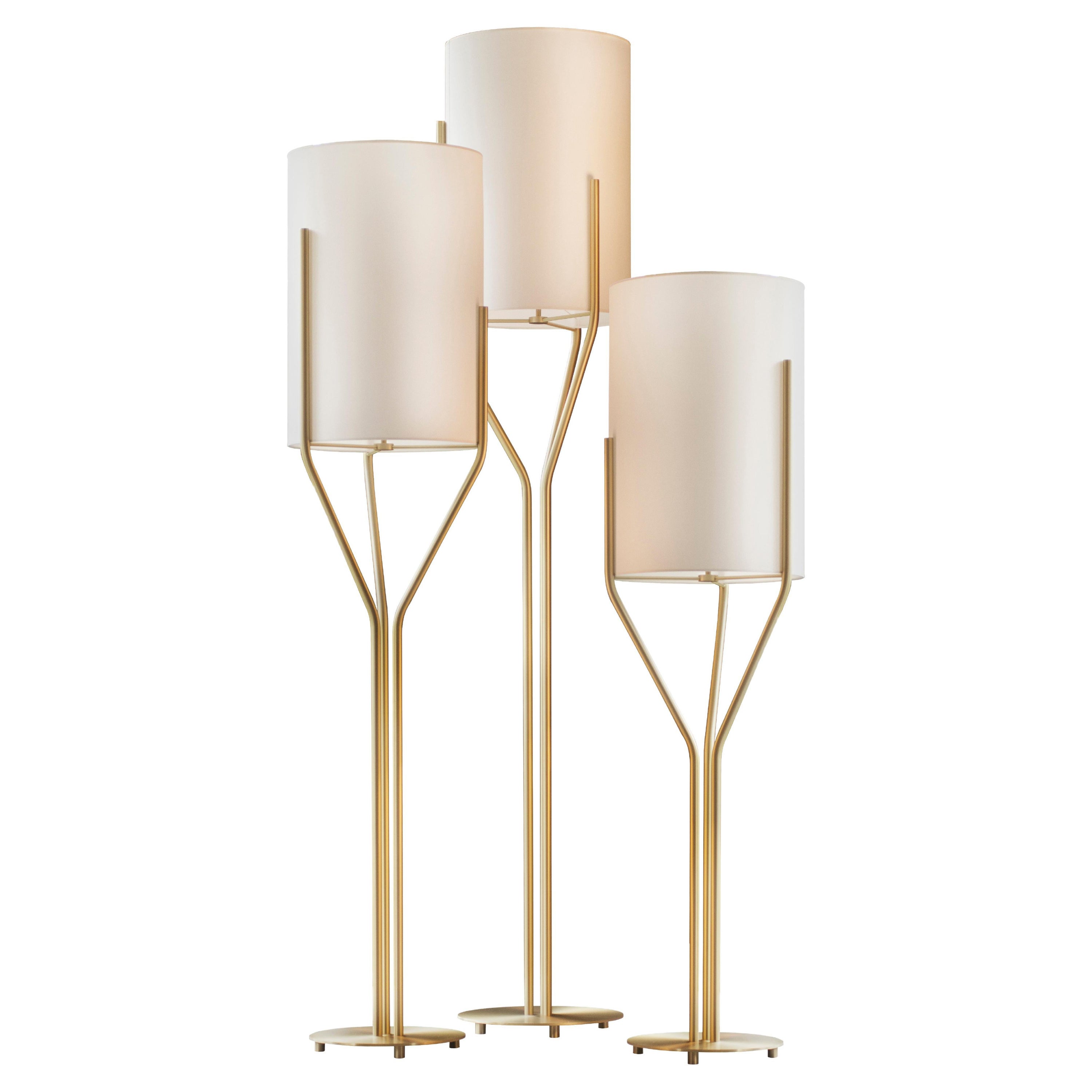 Set of 3 Arborescence Satin Brass Floor Lamps by Hervé Langlais For Sale