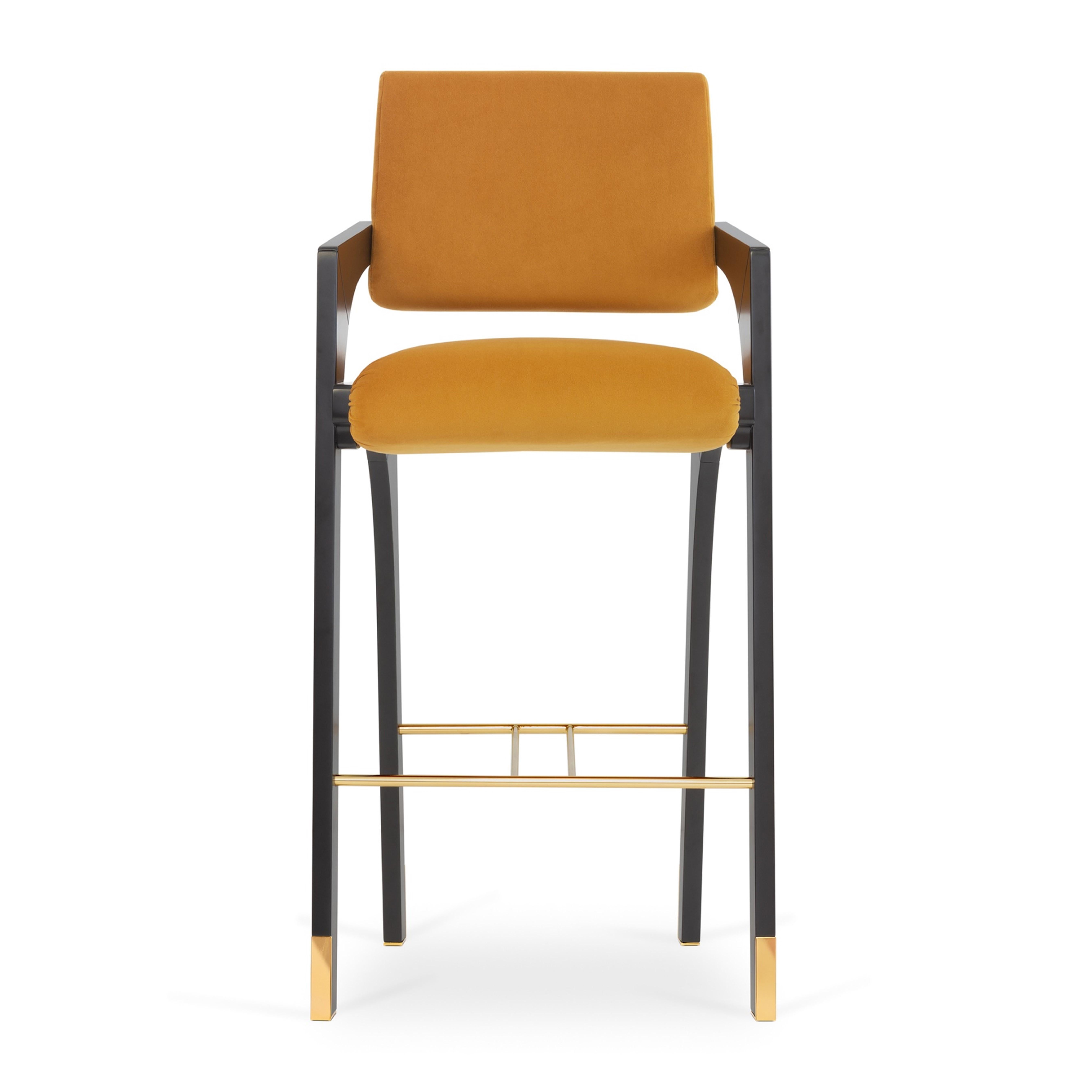 Moderne Ensemble de 3 tabourets de bar Arches, velours lisse, Insidherland de Joana Santos Barbosa en vente