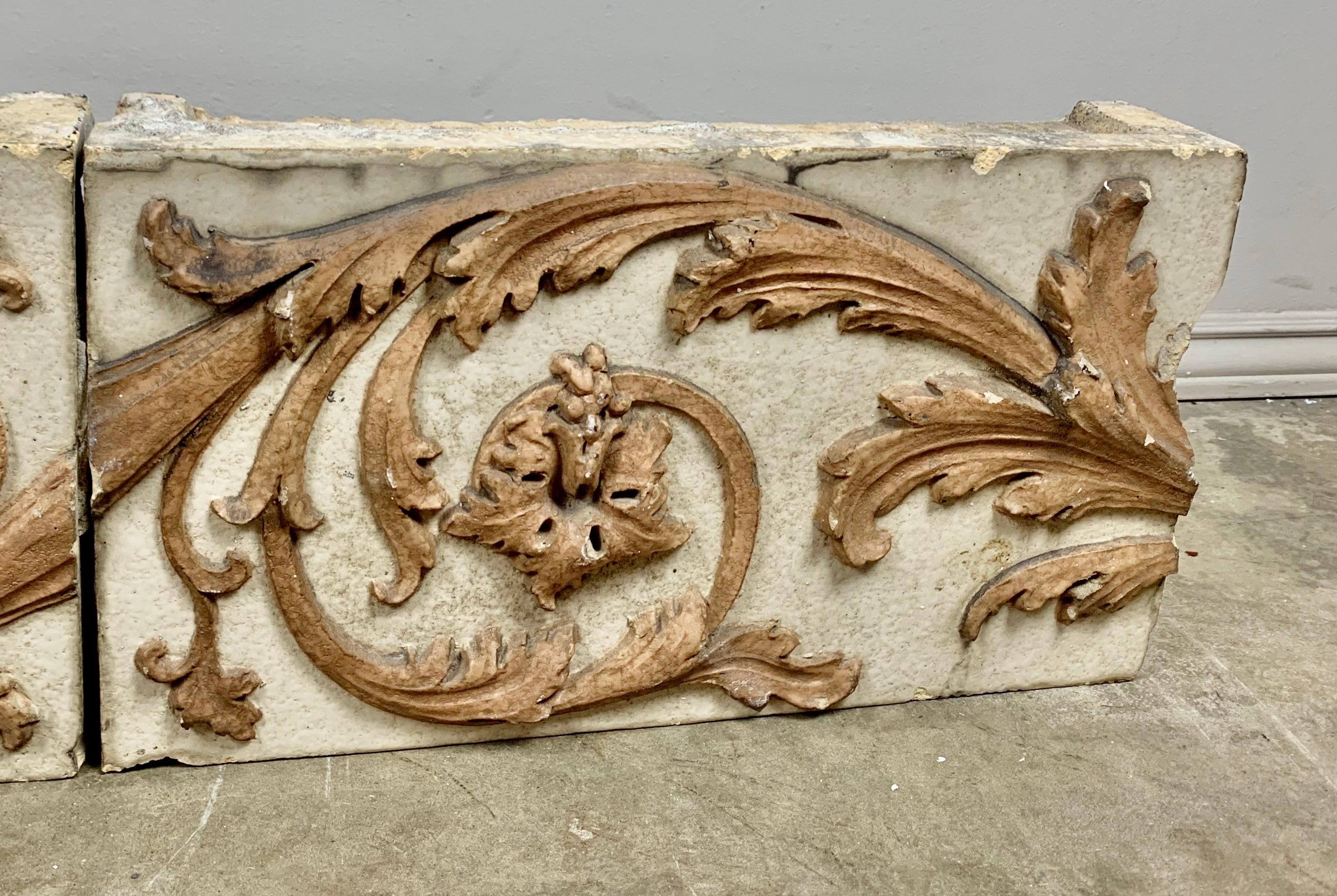 Baroque Set of '3' Architectural Italian Blocks with Acanthus Leaf Design