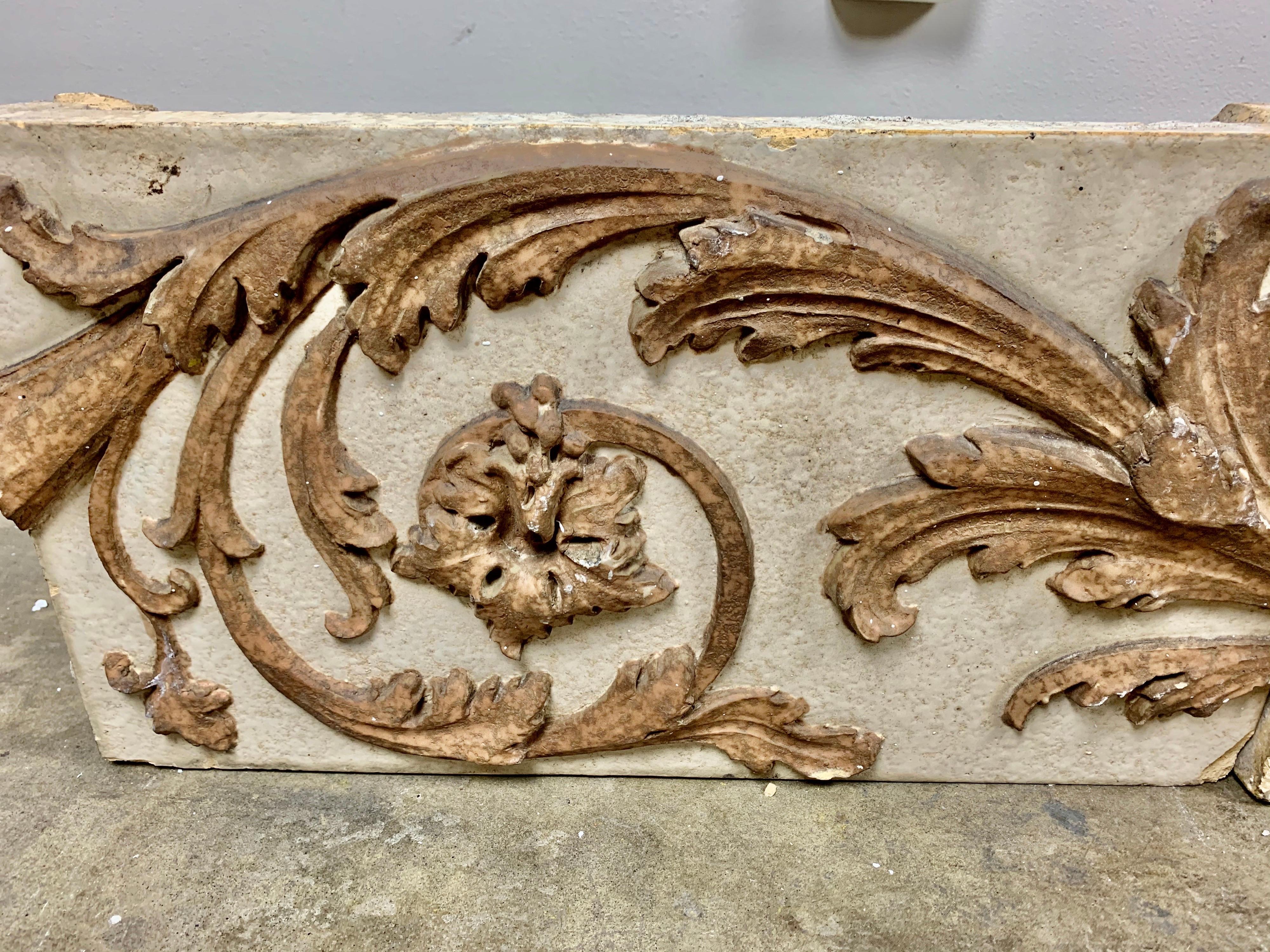 Cement Set of '3' Architectural Italian Blocks with Acanthus Leaf Design