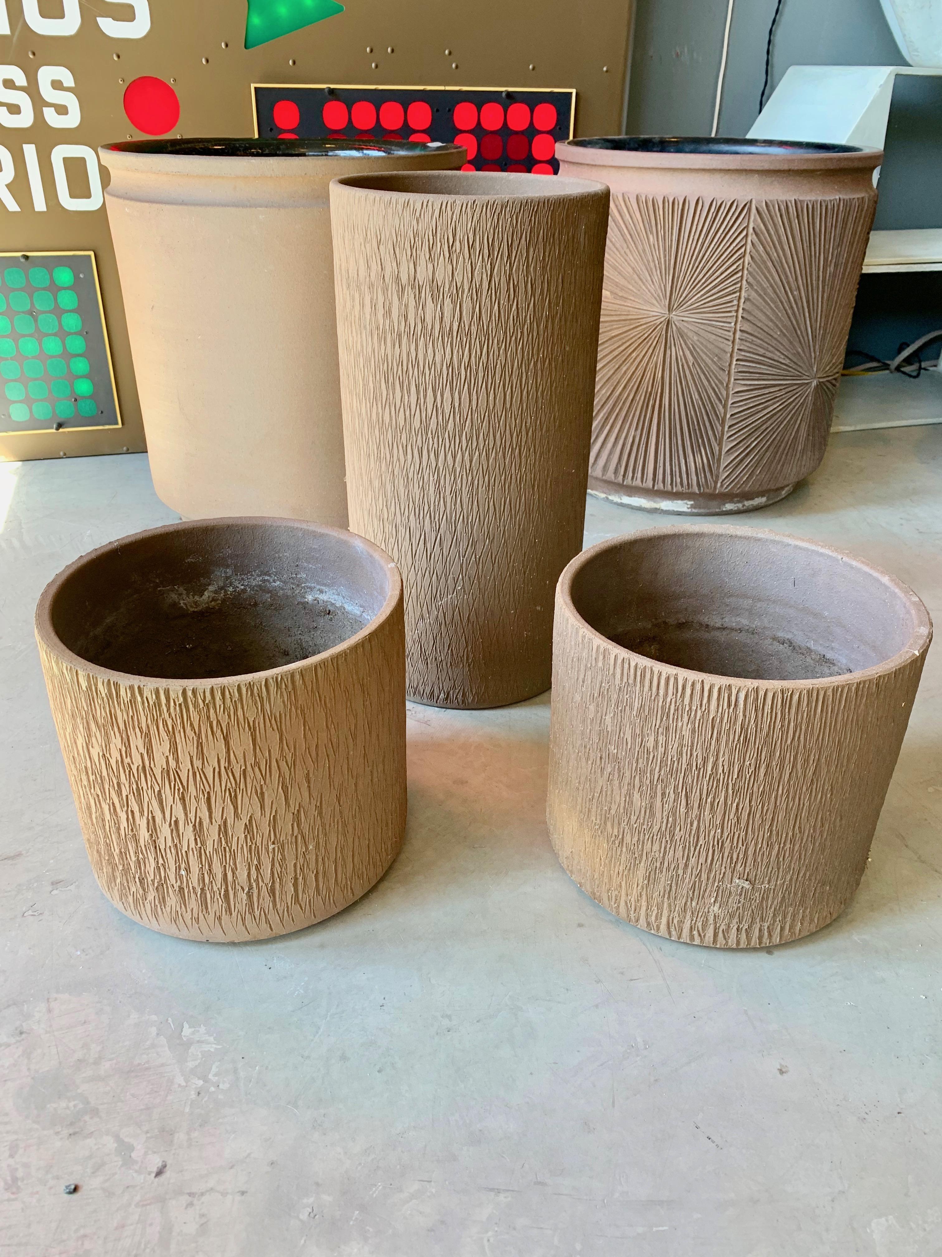 Cast Set of 3 Architectural Pottery Planters by Gainey Ceramics
