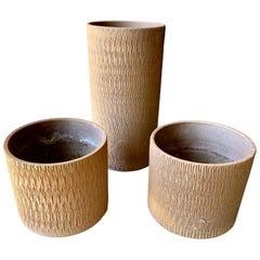 Set of 3 Architectural Pottery Planters by Gainey Ceramics