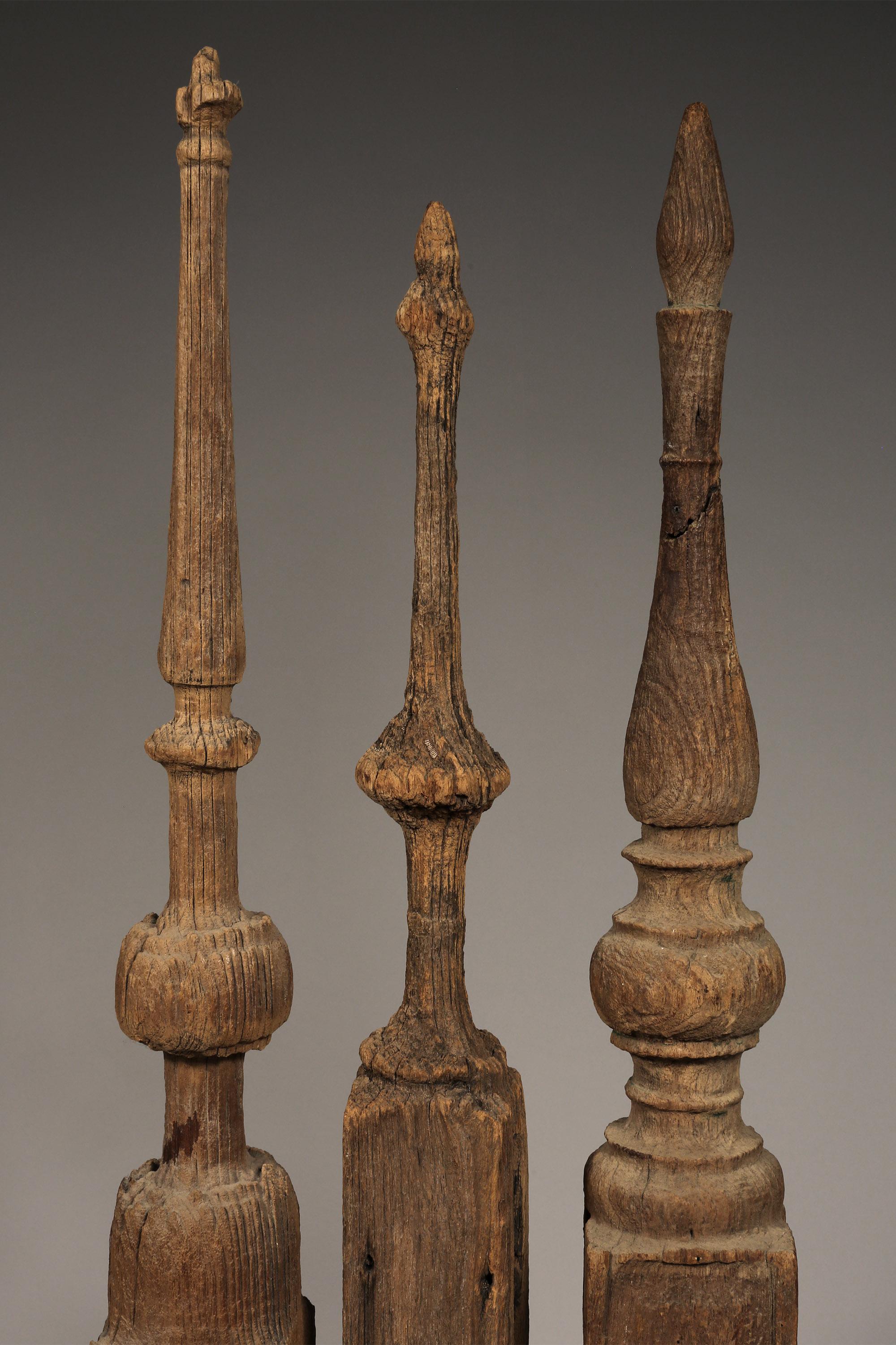 Set of 3 Architectural Temple Roof Finials from Thailand, circa 19th