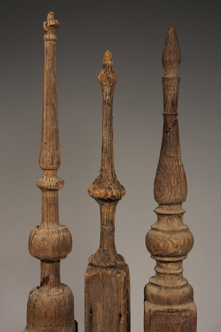 Set of 3 Architectural Temple Roof Finials from Thailand, circa 19th