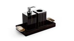Set of 3 Argentella Bathroom Accessories in Horn, Brass & Ebony by Arcahorn
