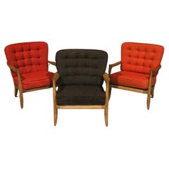 Set of 3 armchairs, model "José" by Guillerme et Chambron