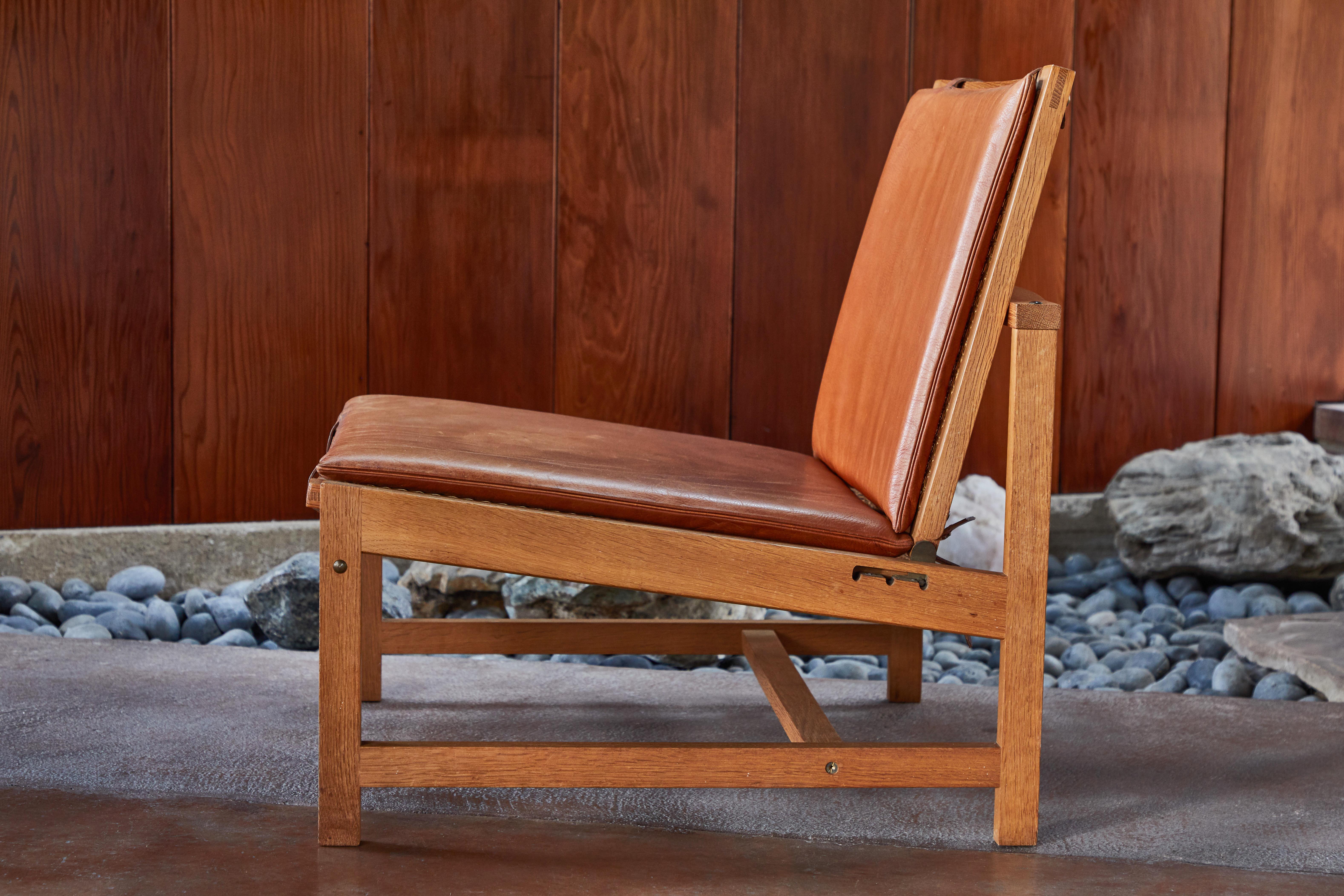 Set of 3 Arne Karlsen & Peter Hjort Leather & Wicker Lounge Chairs with Ottoman 1