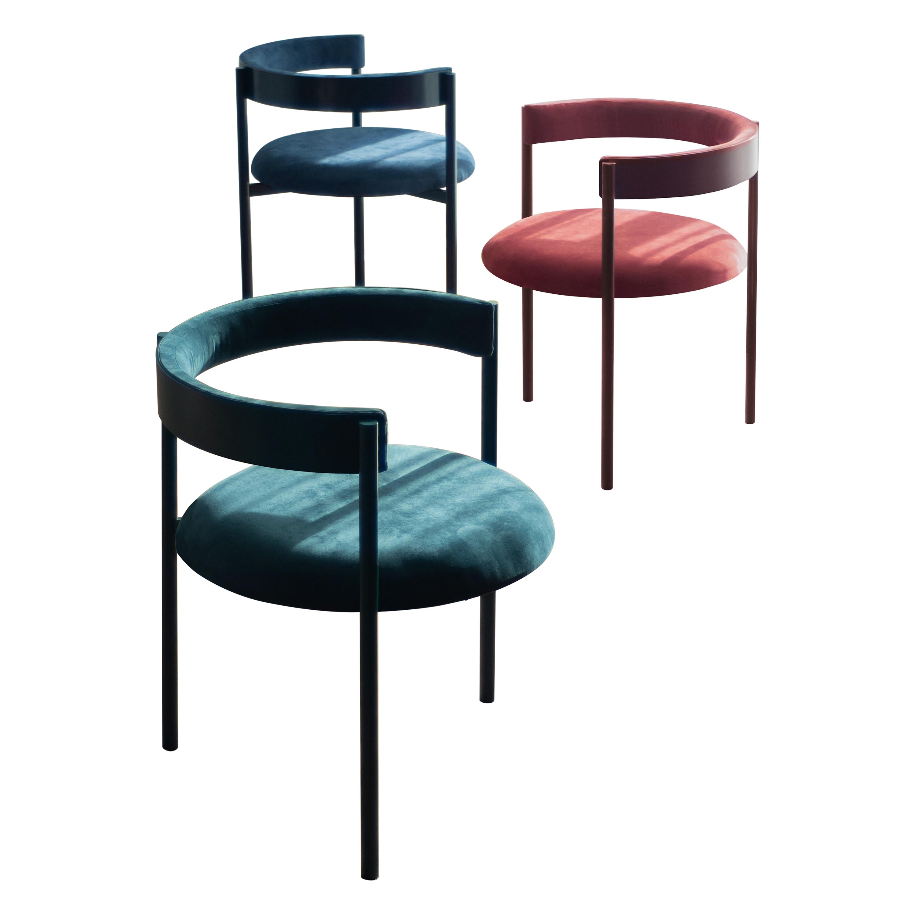 Set of 3 Aro Chairs 'Oceano, Merlot & Dark Blue' by Ries For Sale