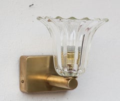 Set di 3 applique Art Déco Barovier&Toso in vetro artistico di Murano e ottone, anni '40