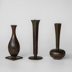 Set di 3 vasi in bronzo Art Deco di GAB (Guldsmedsaktiebolaget), Svezia, anni '30
