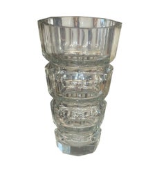 Set of 3 Art Deco Cut Crystal Vases in the Manner of Josef Hoffmann for Moser.