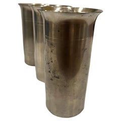 Set of 3 Art Deco Patinated Pewter Tumblers by Old English Antique Metalware