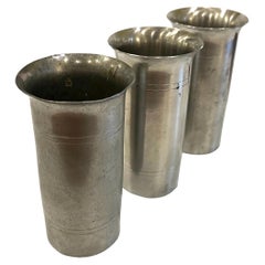 Set of 3 Art Deco Patinated Pewter Tumblers by Old English Antique Metalware