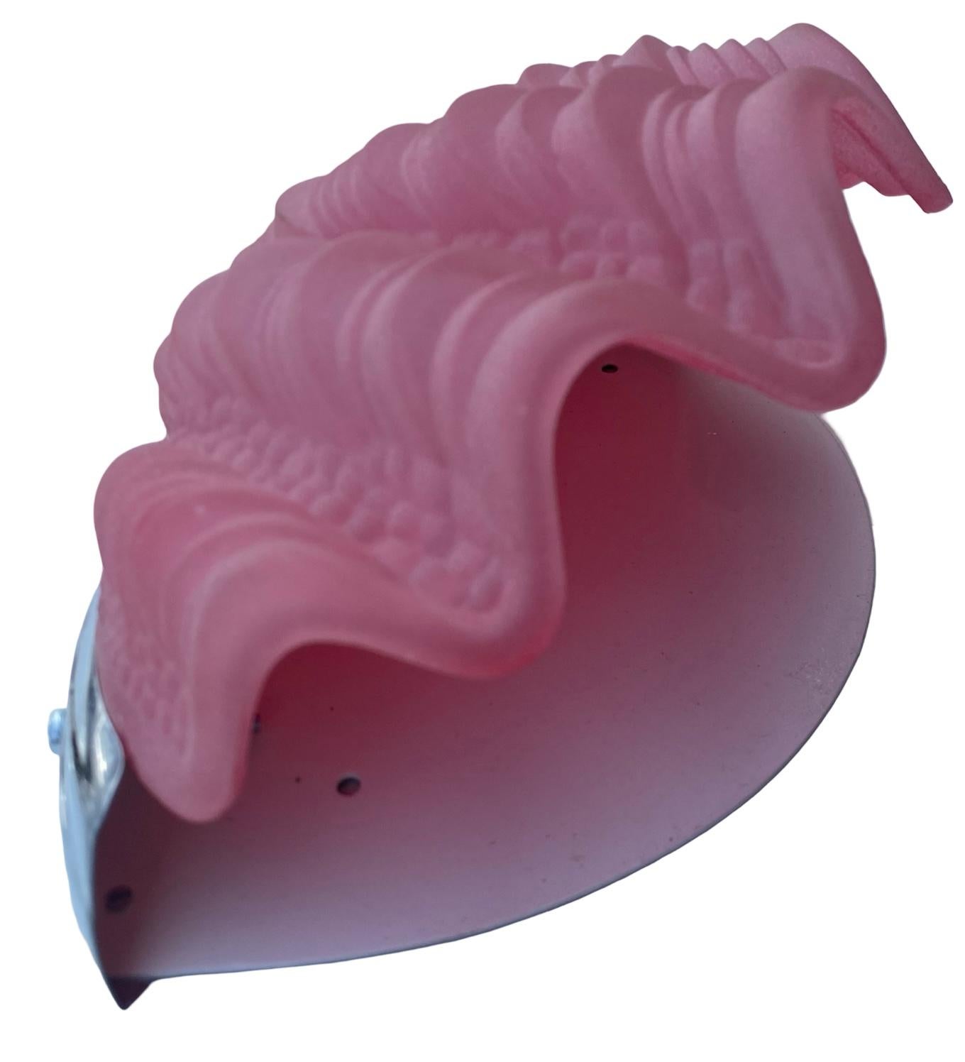 Conjunto de 3 apliques de concha Art Déco en rosa Cromo en venta