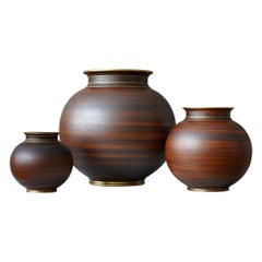 Set von 3 Art-Déco-Steinzeugvasen von Gunnar Nylund für ALP, Schweden, 1930er Jahre