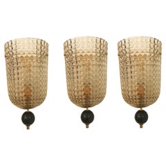 Set  of 3  Art Deco Style Murano Glass Demilune Wall Lights