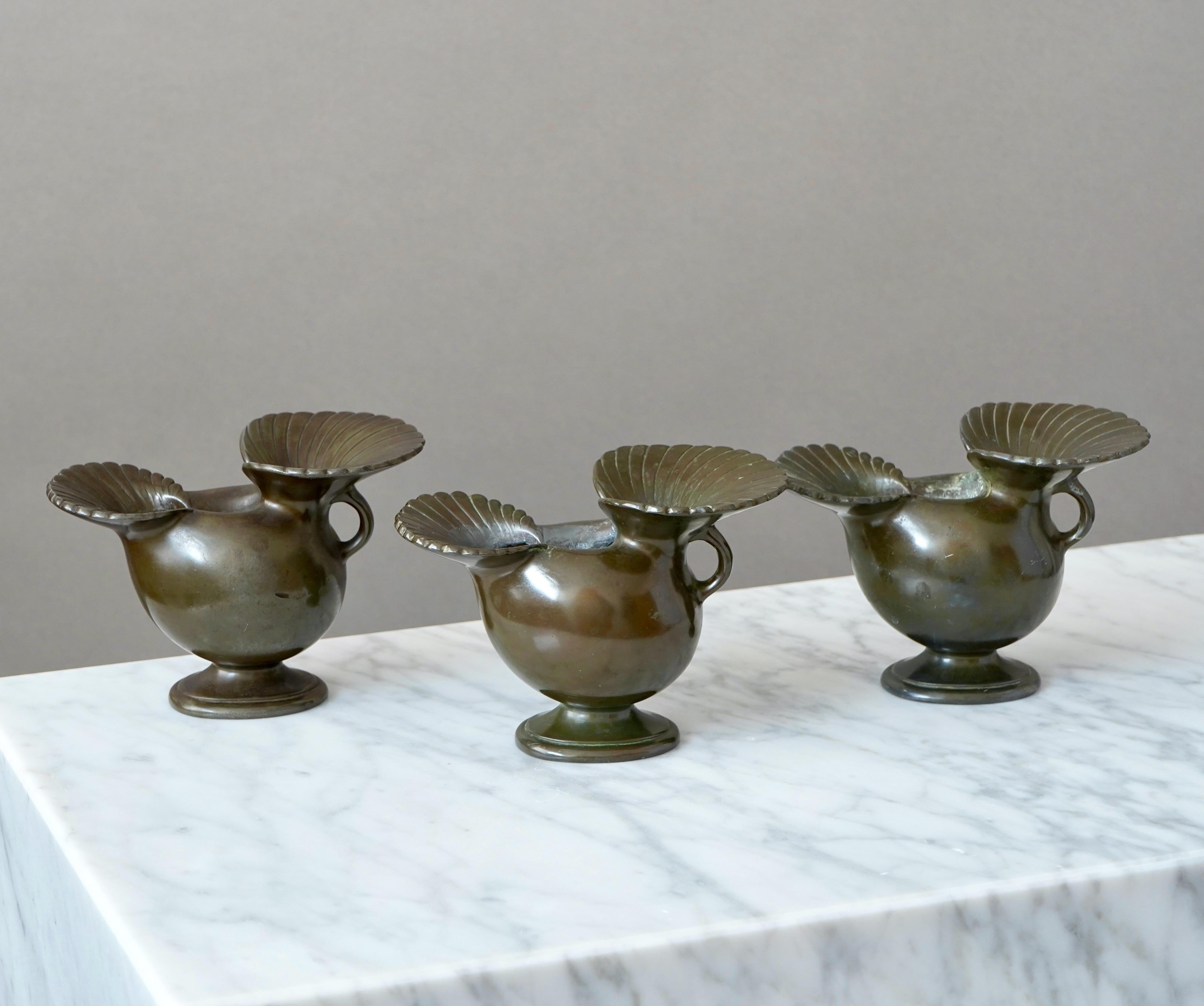 Danish Set of 3 Art Deco Vases by Just Andersen, Denmark, 1930s For Sale