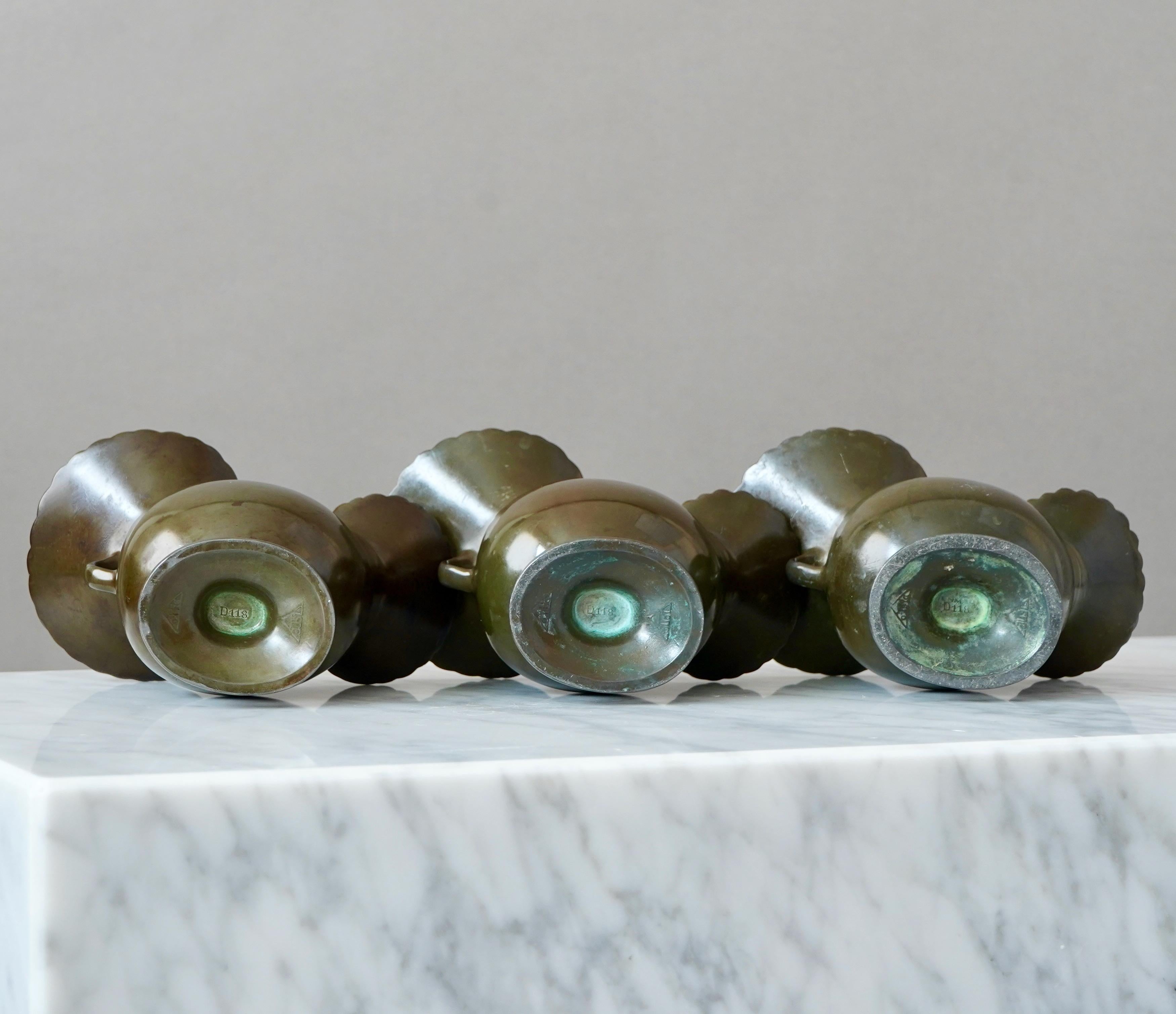 Set of 3 Art Deco Vases by Just Andersen, Denmark, 1930s For Sale 2
