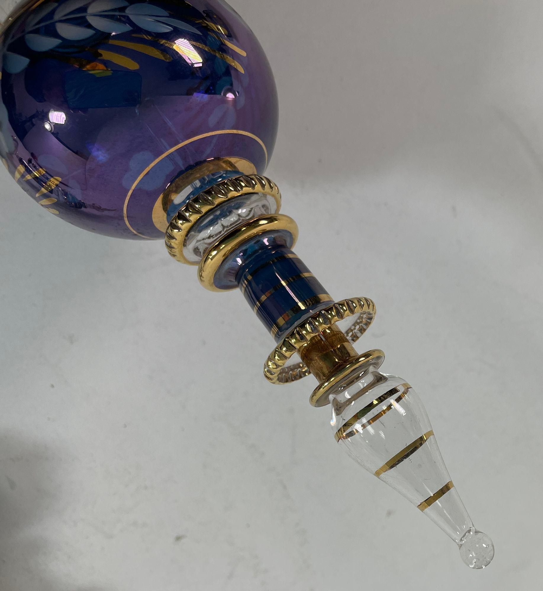 Set of 3 Art Glass Egyptian Perfume Bottles 1950s 12