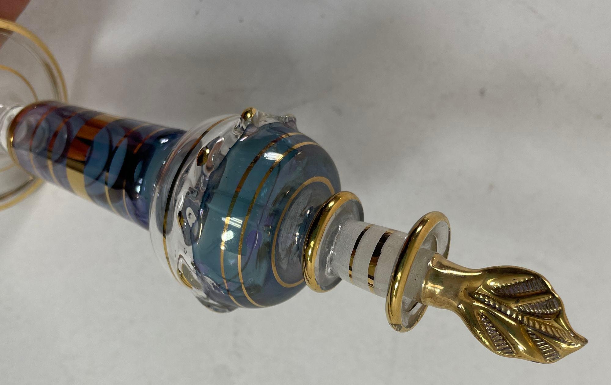 Set of 3 Art Glass Egyptian Perfume Bottles 1950s 13