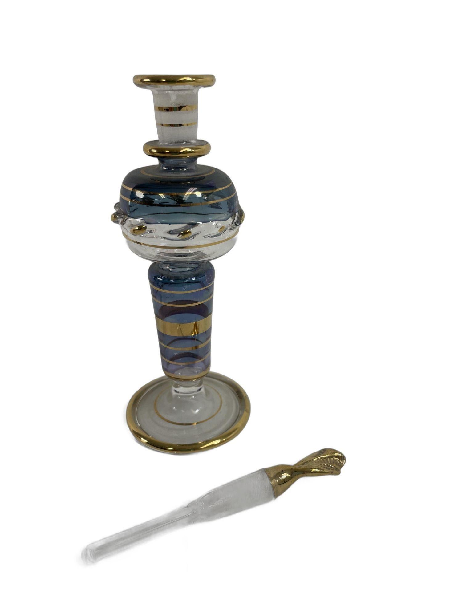 Islamic Set of 3 Art Glass Egyptian Perfume Bottles 1950s