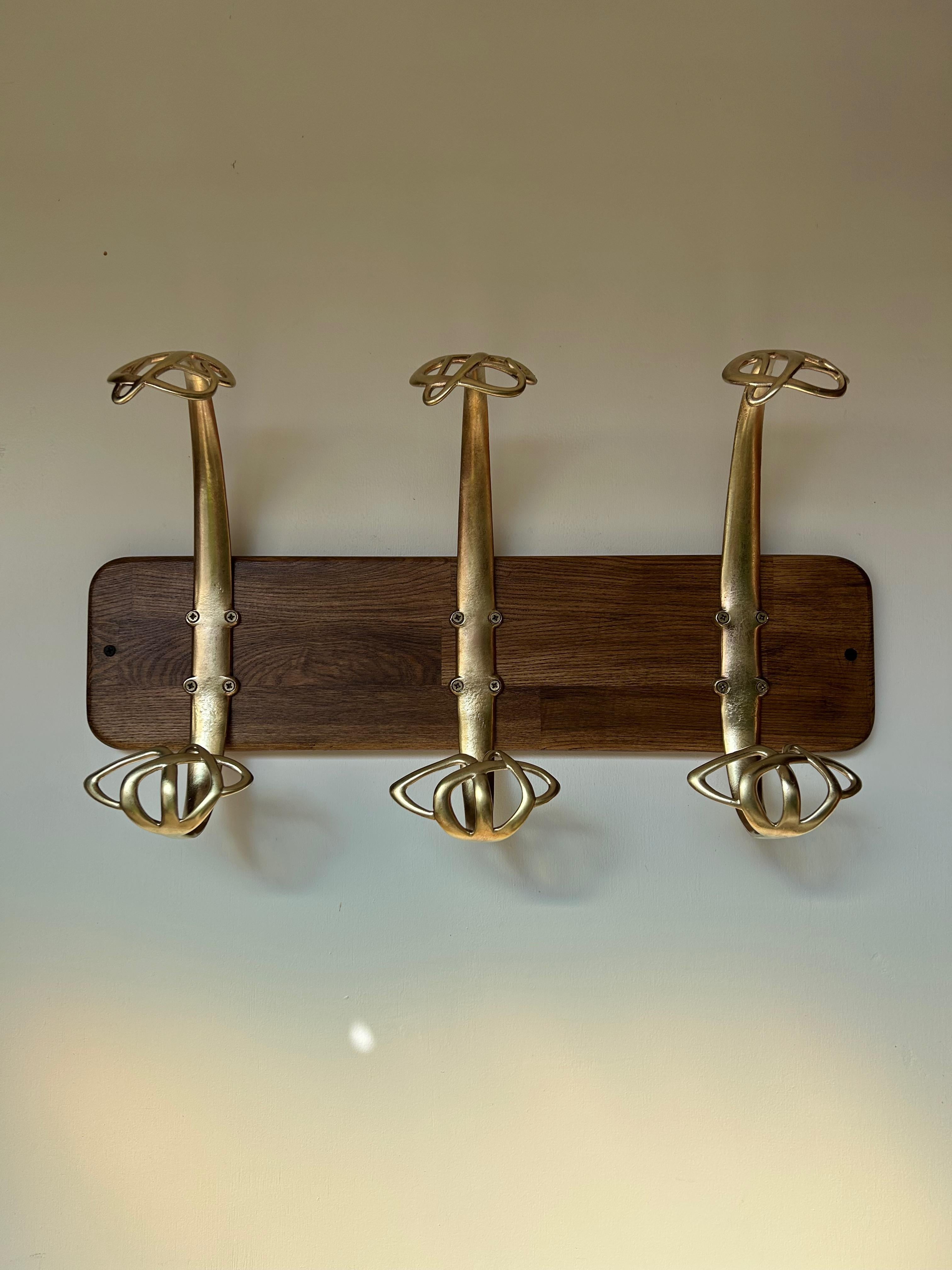 Set of 3 Art Nouveau Bronze Coat Hooks Attributed to H. Van de Velde For Sale 5