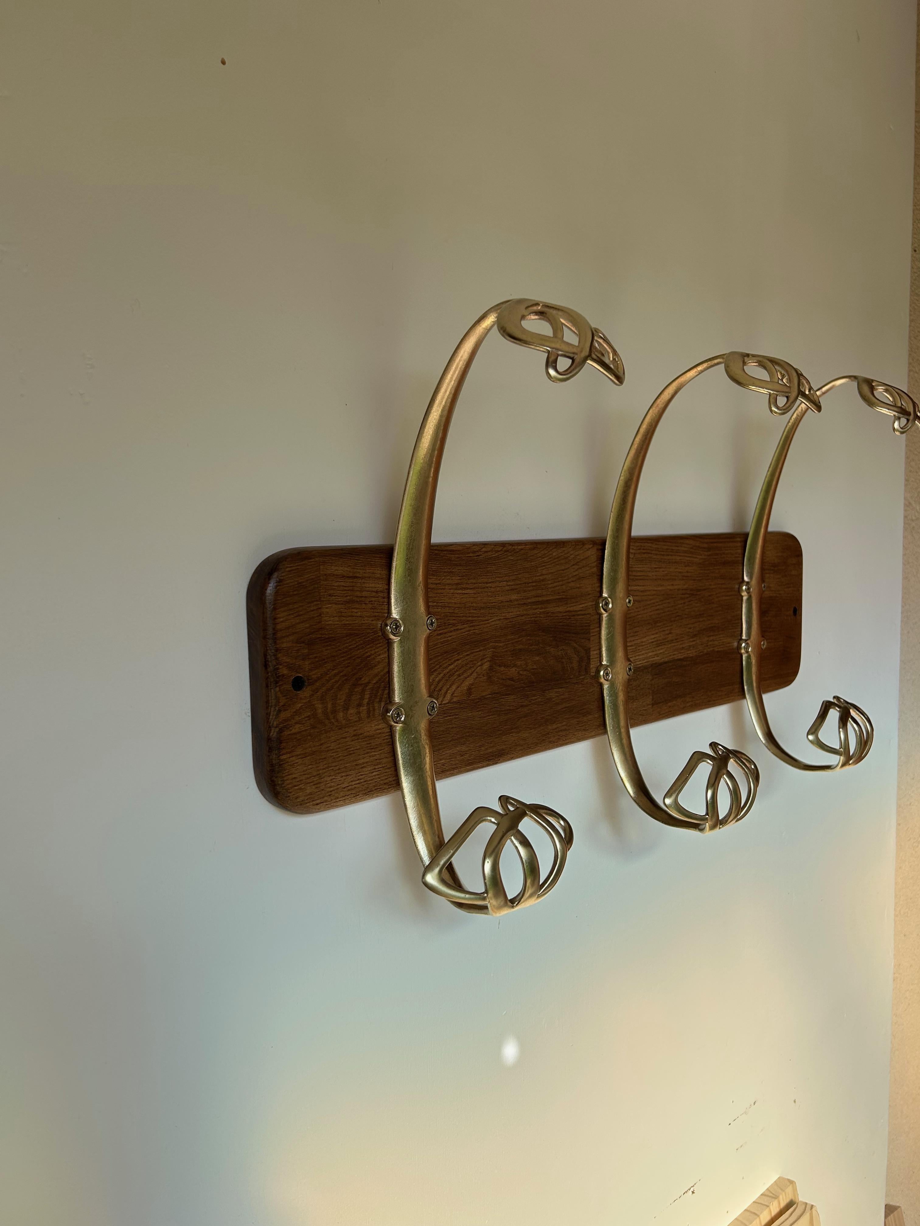 Set of 3 Art Nouveau Bronze Coat Hooks Attributed to H. Van de Velde In Excellent Condition For Sale In NANTES, FR