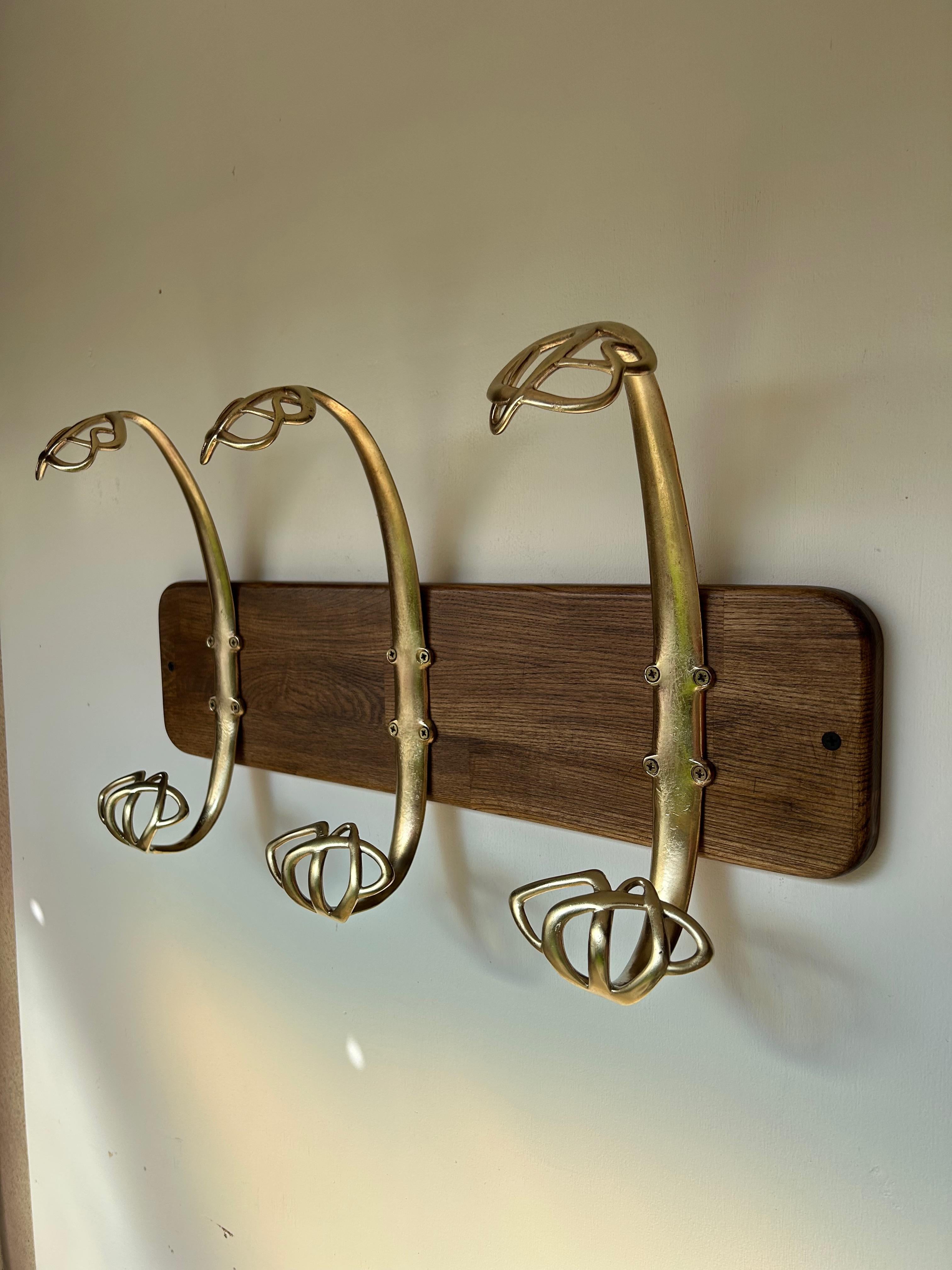 Set of 3 Art Nouveau Bronze Coat Hooks Attributed to H. Van de Velde For Sale 3