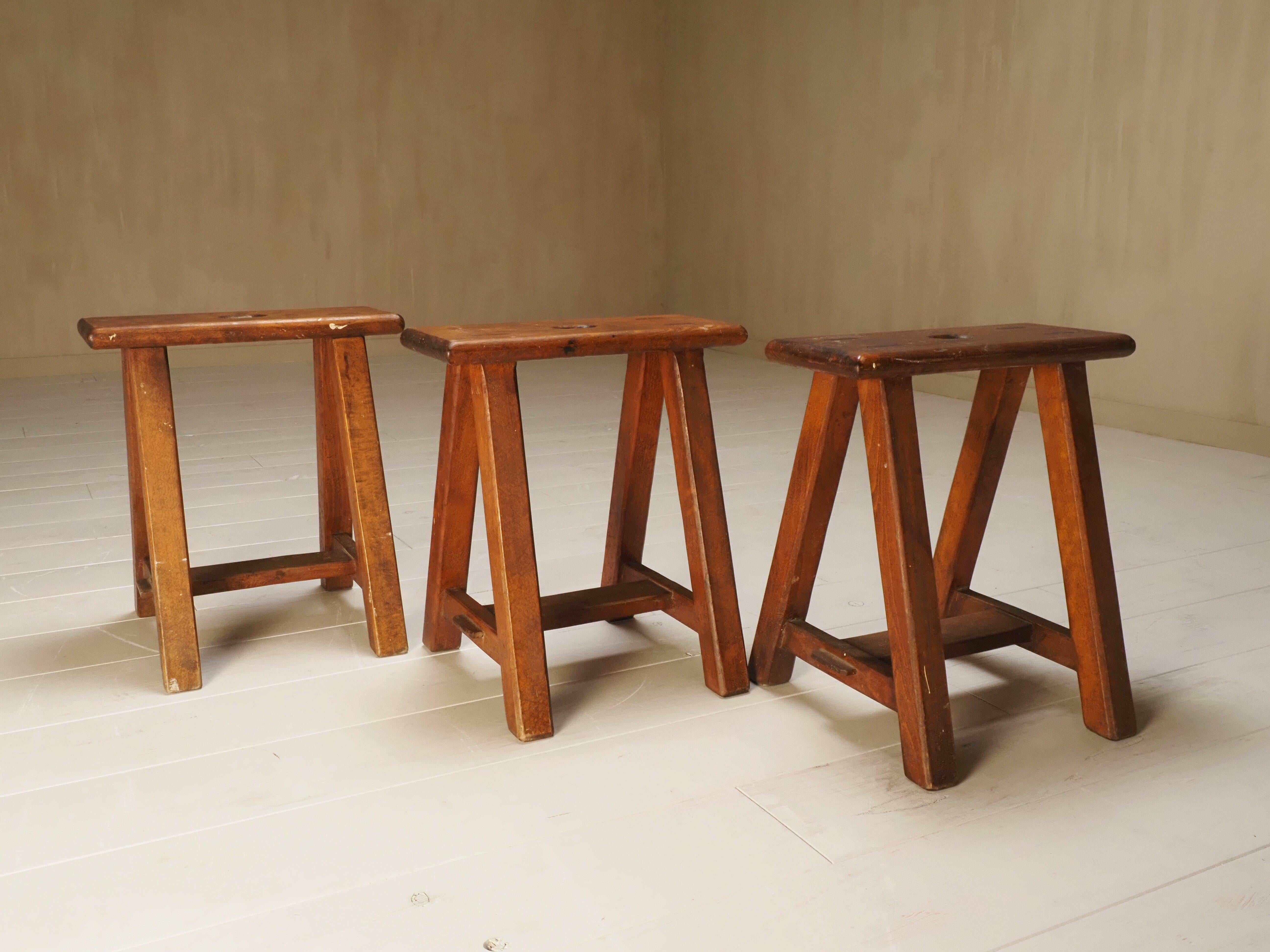 Set of 3 artists studio stools For Sale 8