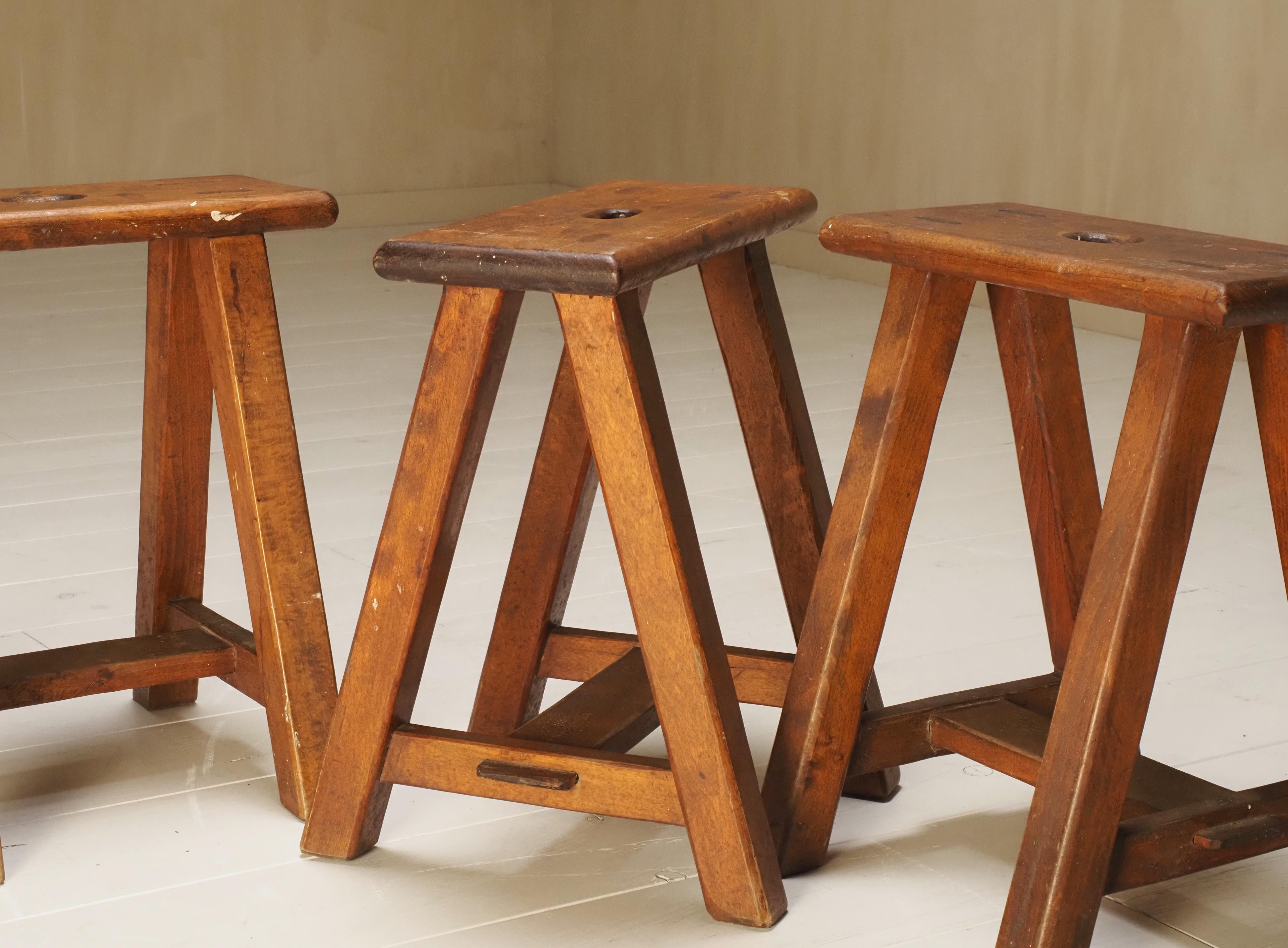 French Set of 3 artists studio stools For Sale