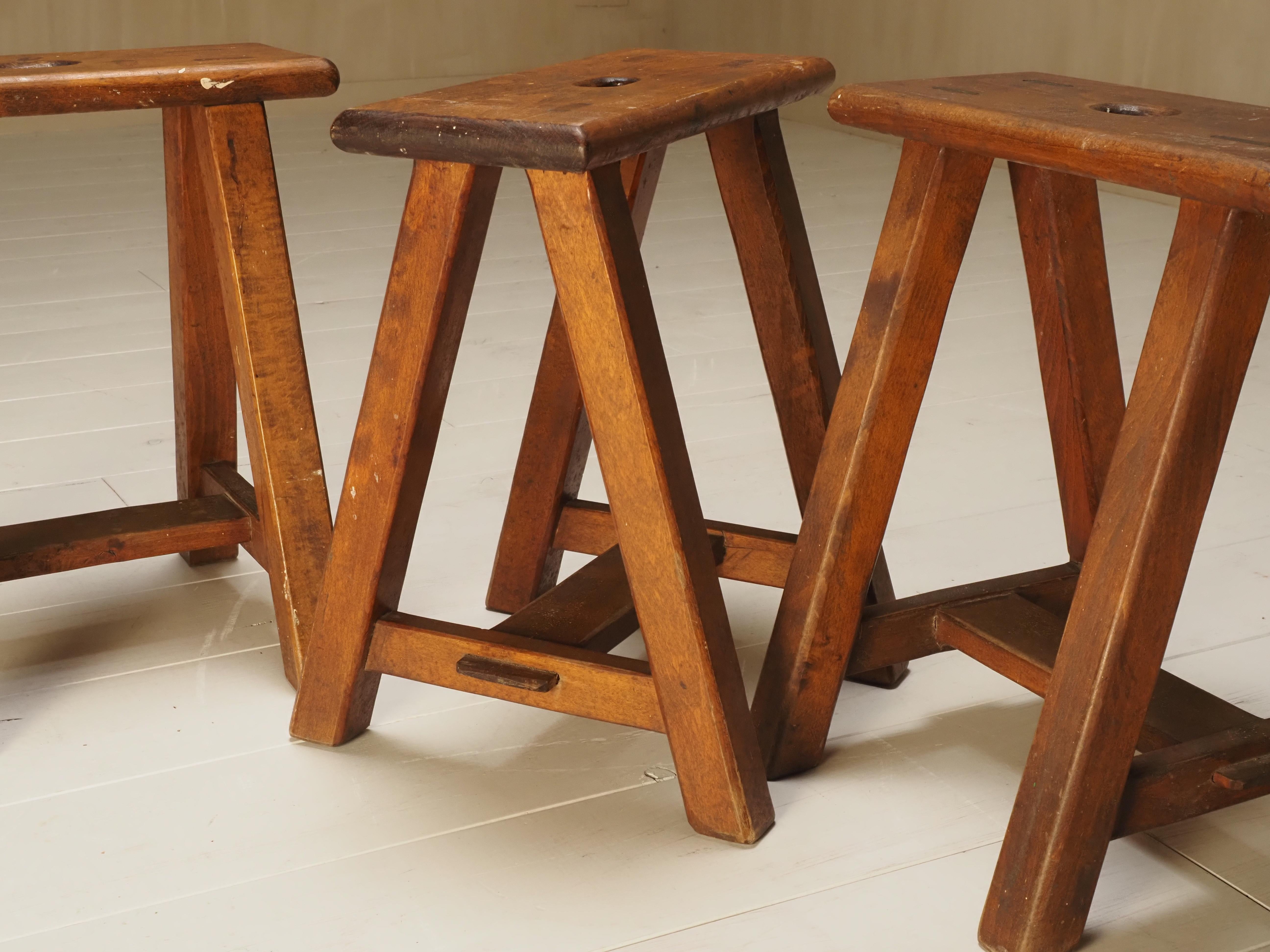 Set of 3 artists studio stools For Sale 3