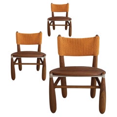 Set of 3 Aruanã chairs outdoor in Solid Wood, Artisanal Techniques Sustainable.