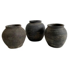 Set of 3 Assorted Vintage Clay Pottery Vase